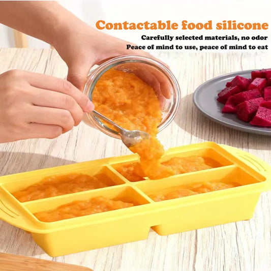 Silicone freezer tray with lid, 1 cup soup capacity refrigerator ice cube tray oven, suitable for freezing broth and leftovers