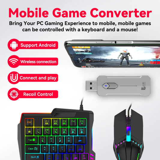 Kit Mobilador Gamer Kit Gaming Keyboard Mouse Mobile Games Converter X8 Keyboard Mouse Combo Controller for PUBG Mobile Games