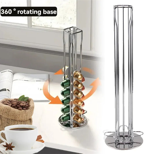40PCS Nespresso Capsule Pod Holder Stand Rack Display Coffee Capsules Plating Black Metal Holders Rotatable Racks High Quality