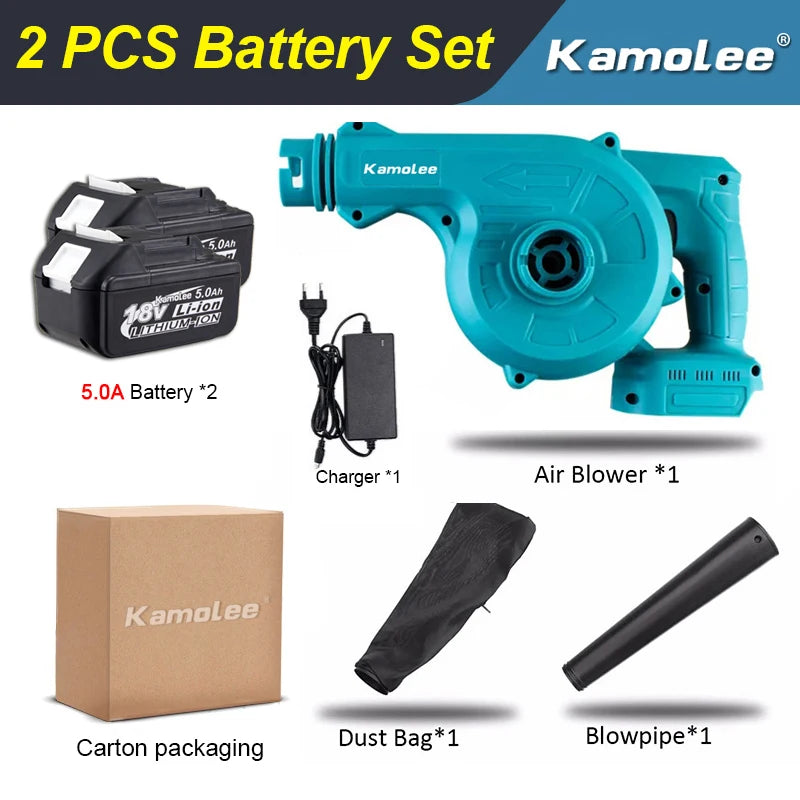 Kamolee 20000rpm Cordless Electric Hair Dryer 2 in 1 Vacuum Cleaner Household 18V Blow/Suction 2-in-1 Blower Tool