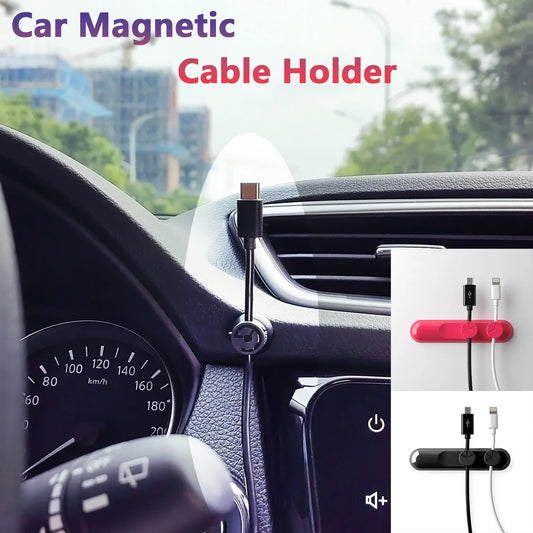 Car Magnetic Cable Holder Cable Clip Protector Cord Winder Car Wire Organizer Desktop USB Charging Line Management Wire Keeper