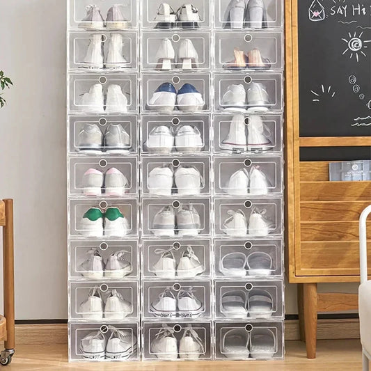 2026 New Cajas Para Zapatos 6pcs Transparent Thickened Shoe Boxes Dustproof Moistureproof Foldable Stackable Home Shoe Organizer