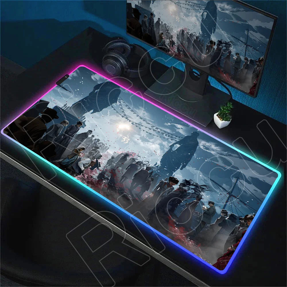 RGB Mousepad Hot Game Clair Obscur Expedition 33 Mouse Pad LED Luminescence Keyboard Deskmat Large Gamer Mice Rug With Backlight
