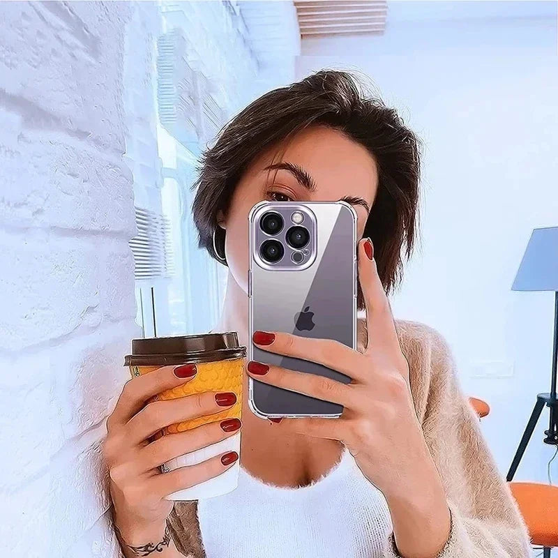 Shockproof Silicone Clear Phone Case For iPhone 13 11 12 14 17 Pro Max Mini Lens Protection Back Case For iPhone 15 16 PRO XS XR