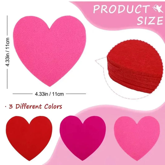 10pcs Valentine's Day Cup Mats Set Felt Love Theme Coaster Tableware Knife Fork Mat Set Romantic Party Decor Wedding Decoration