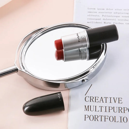 Household Makeup Mirror Circular Portable Double-sided Metal Frame 1:2 Enlarged Desktop 360 Degree Rotating Mirror