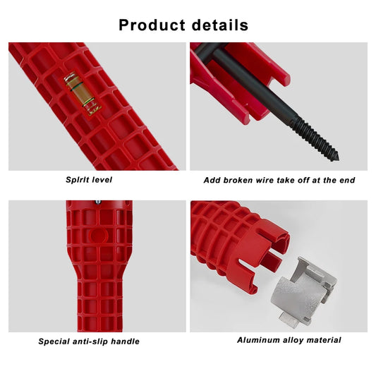 14 in 1 Sink Faucet Wrench Multifunction Pipe Wrench Anti-Slip Handle Double Head Wrench For Kitchen Bathroom Water Pipe Repair