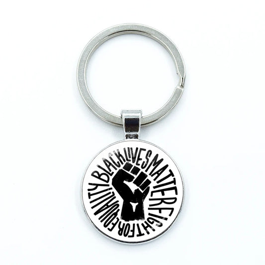I CAN'T BREATHE George Floyd Keychain American Protest Black Lives Matter Glass KeyRing Bag Car Key Chain Holder Charms Jewelry