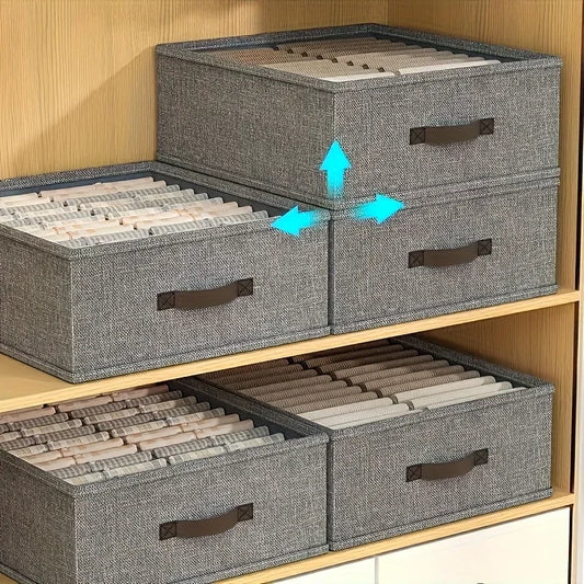 Foldable Storage Organizer 24 Compartments Portable Box for Clothes Accessories Closet Drawer Organization Gray Fabric