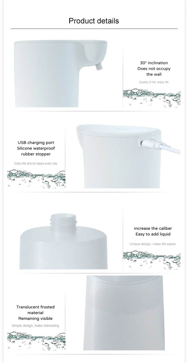 350ML Touchless Automatic Soap Foam Dispenser USB Rechargeable Foam Hand Washer Machine Bathroom Infrared Sensor Soap Dispenser