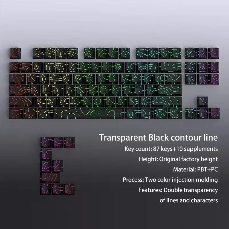 Contour 4.0 Side 97 Key Gaming Mechanical Keyboard Key Cap Engraved Keycap PBT Translucent White For Magnetic Switch