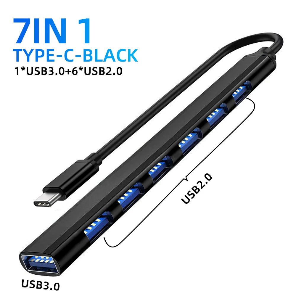 7-in-1 USB C Docking Station USB 3.0 HUB Type C HUB Adapter 5Gbps High Speed USB C Splitter OTG Adapter for PC Laptop Macbook