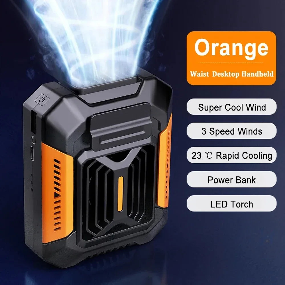 Portable Neck Fan 4000mAh USB Rechargeable Clip with LED Light & Power Bank, 3 Speeds for Outdoor Camping Sports Home Office