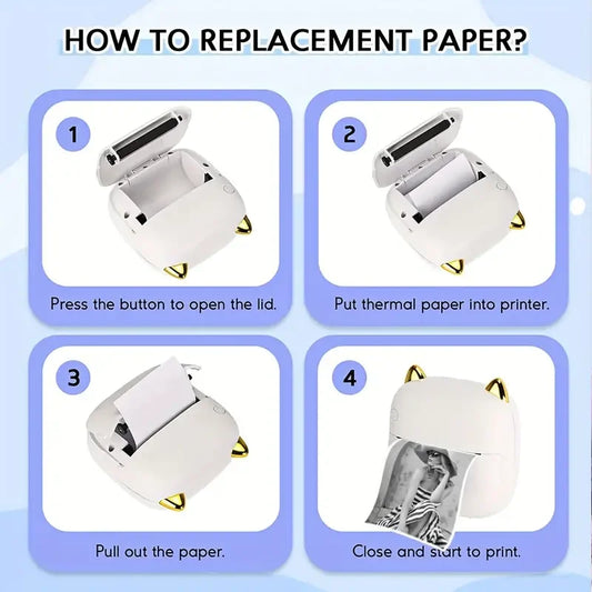 Thermal Mini Printer, Portable Inkless Sticker Maker, Free Cut Pocket Printer, Photo Label Memo Printing Tag Bluetooth Printer