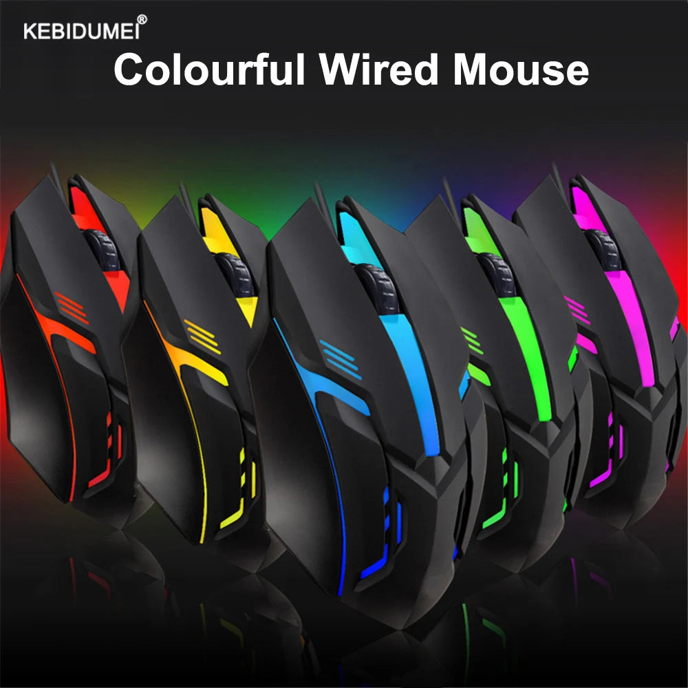 Esports USB Wired Mouse, Colorful LED Gaming Mouse, Wired Optical Mouse, Suitable for Desktop and Laptop Computers