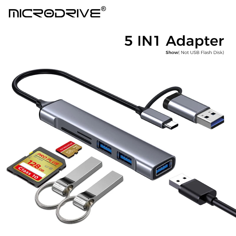 6 in 1 Card Reader USB3.0 to Type C Micro USB Universal OTG Adapter Multifunctional adapter SD TF High-speed transmission
