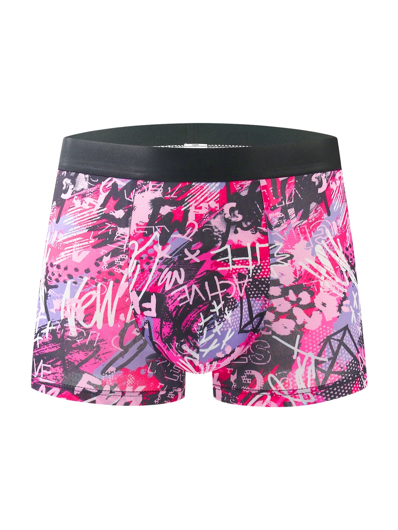 5-pack men's boxer briefs, Valentine's Day love trendy graffiti print men's boxer briefs