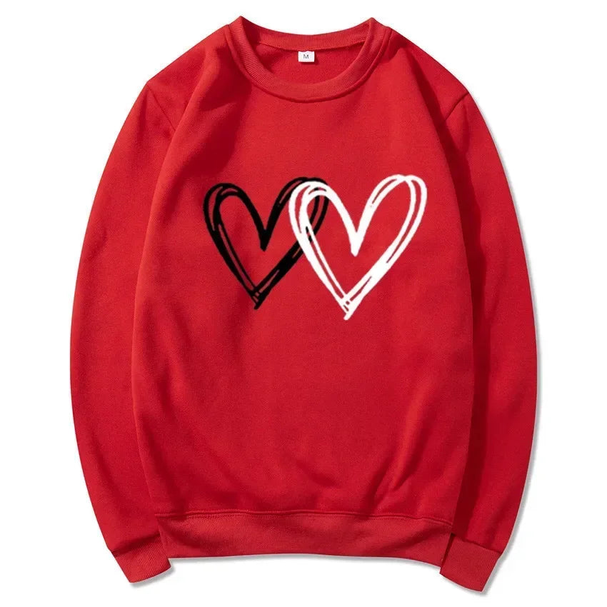 Valentine's Day Love Flower Printed Crew-neck Hoodie Sweatshirt Sweatshirts Streetwear Streetwear Men