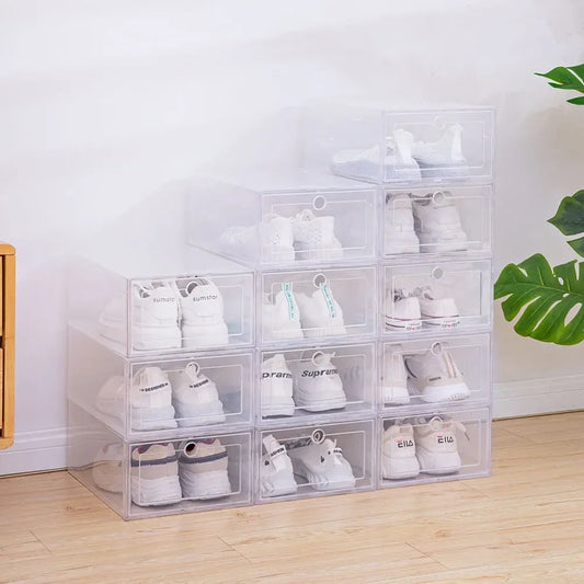 1pc/3pcs/5pcs Shoe box transparent plastic stackable shoe box storage box suitable for shoe cabinet storage