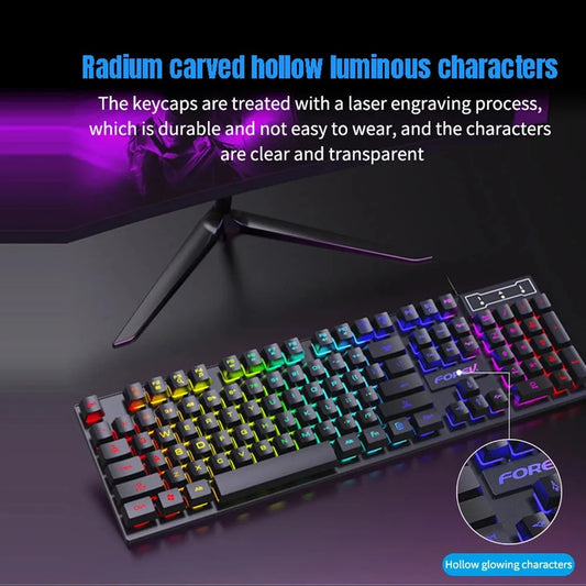 USB Wired Keyboard 104 Keys RGB Colorful Gaming Keyboard Mechanical Feel keyboard Standard Keyboard for Windows Laptop Computer