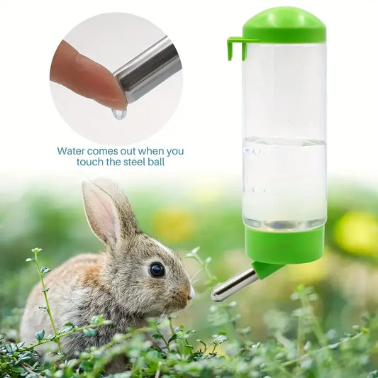 1pc 400ml Automatic Pet Water Bottle, Solid Color, PE Material, Ideal for Rabbits, Mink, Cat, Squirrel, with Drinking Pen
