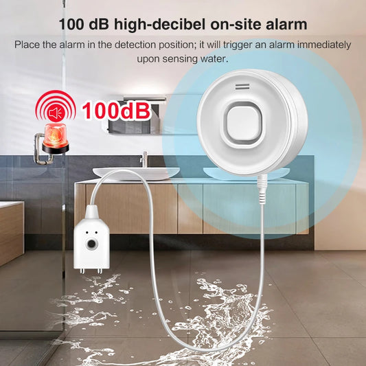 Water Leak Alarm Detector, 100dB Loud Alert Water Sensor, IP55 Waterproof, , Easy Installation for Home Basement Flood NO Smart
