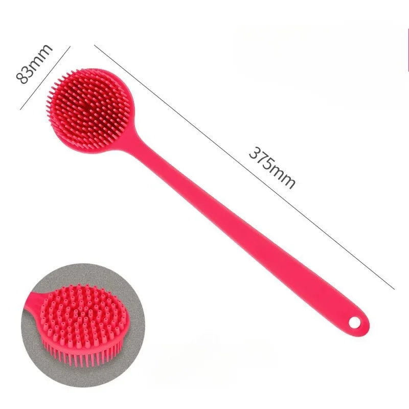 Silicone Back Scrubber Brush for Shower Long Handle Body Deep Cleansing and Exfoliating Massage Double-Sided Soft Bristles
