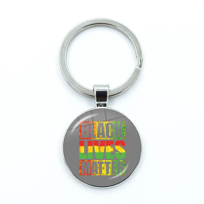 I CAN'T BREATHE George Floyd Keychain American Protest Black Lives Matter Glass KeyRing Bag Car Key Chain Holder Charms Jewelry