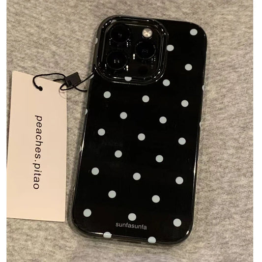 Minimalist Black White Polka Dot Phone Case For iPhone 17 Air 16 Pro Max 15 14 Plus 13 12 Mini 11 Shockproof Silicone Back Cover