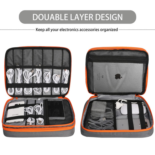 Double Layers Large Capacity Travel Electronic Accessories Organizer Bag, Travel Gadget Carry Case, Fit for iPad,iPhone,Cables