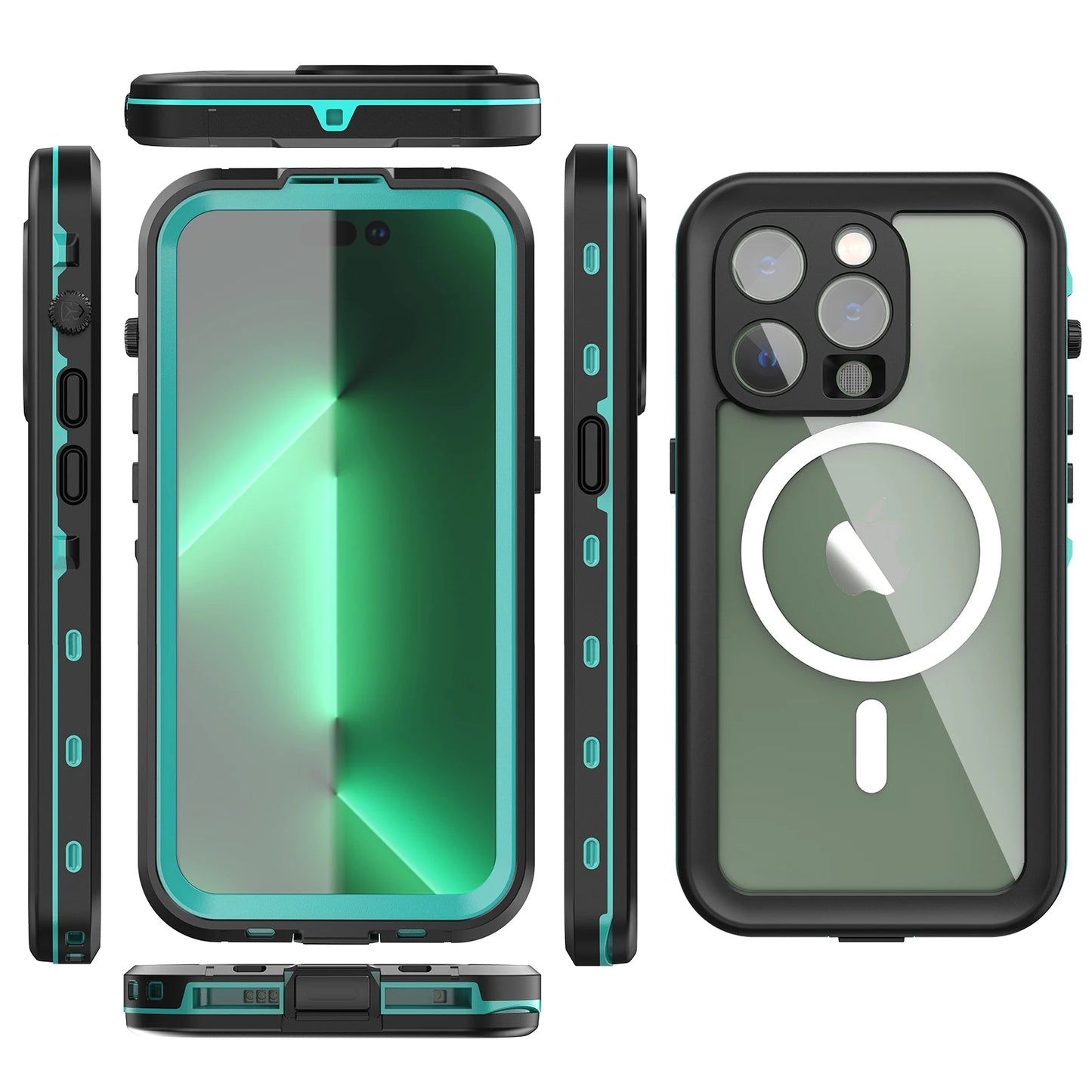Shellbox-Waterproof and Dustproof Case for iPhone Magnetic Charging Diving Underwater 360 Full Cover IP68 16 15 14 13ProMax Plus