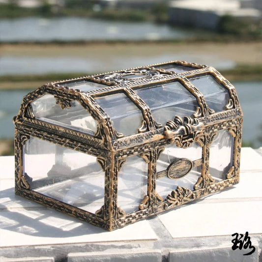 Vintage Treasure Chest Storage Box Transparent Pirate Candy Jewelry Display Box for Wedding Party Birthday
