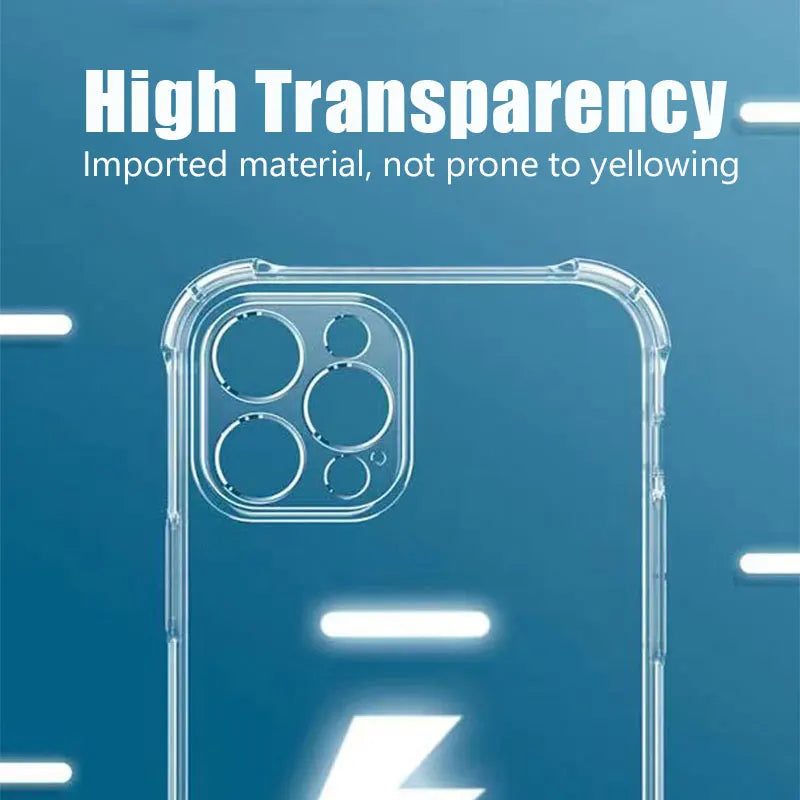 Shockproof Clear Phone Case For iPhone 17 16 15 11 12 13 Pro Max 16 Plus 13 Mini 17 Air Silicone Transparent Soft Cover Case