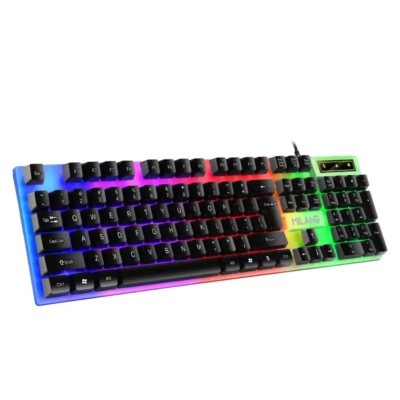 RGB Gaming Keyboard 104 Keys Mechanical Keyboard USB Wired Keyboard Seven Color Lights Keyboard for Computer Laptop PC Gamer
