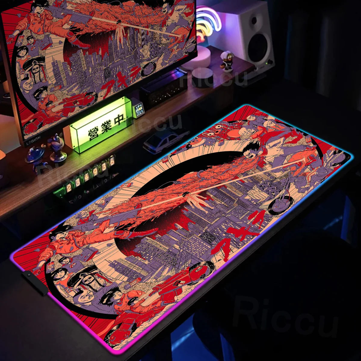 RGB Gaming Mouse Pad Anime AKIRA Keyboard Mousepad Large Computer LED Backlit Deskmat Xxl Gamer Decoracion Lock Edge Thicken Rug