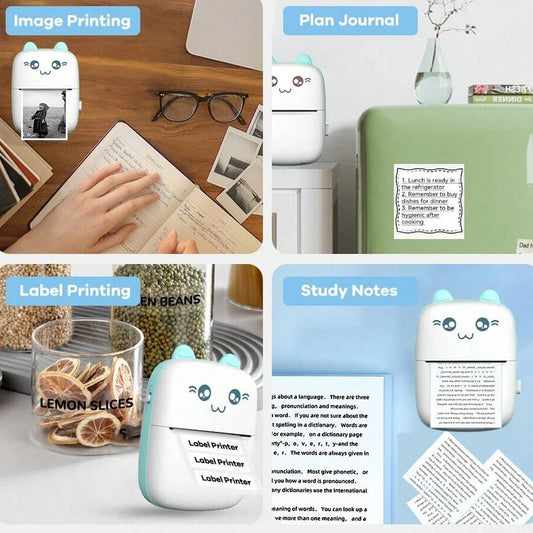Mini Bluetooth Thermal Printer 200dpi for Labels, Photos, and Memo Printing - Portable with USB Cable