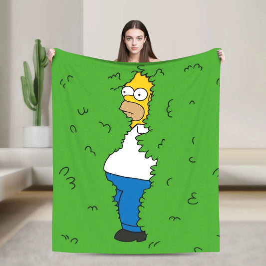 Cartoon The S-Simpsons Homer Flannel Throw Blankets Blankets for Bed Office Soft Quilt,