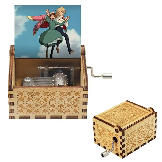 Mechanical Music Box Wooden Antique Carving Handmade Crank Classic Theme Music Birthday And Christmas Gifts Home Decoration