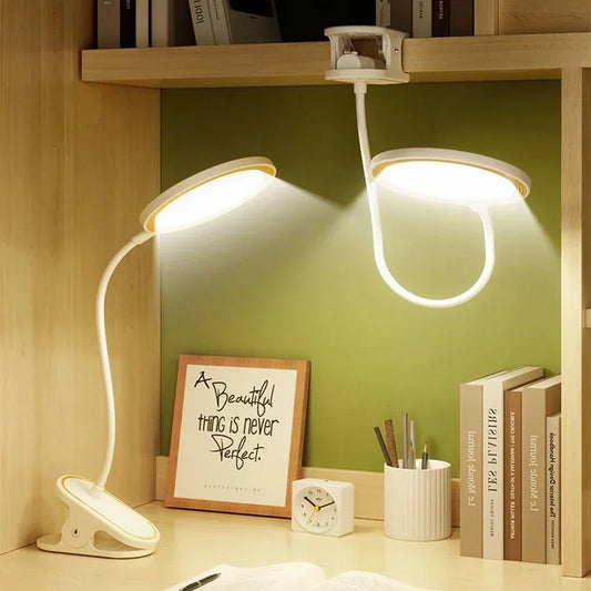 LED Reading Book Light USB Rechargeable Table Lamp With Clip Bedside Reading Light Touch 3 Modes Dimming Eye Protection Lights