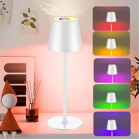RGB Cordless Table Lamp,3Color Touch Control Rechargeable Battery Desk Lamp Dimmable Table lamp for Bedroom Nightstand Lamps