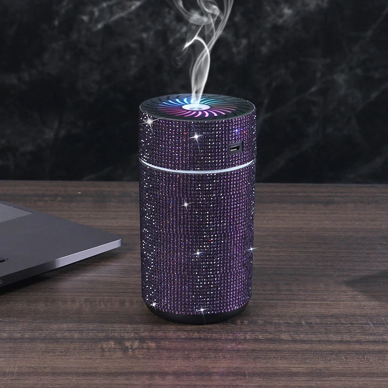 Luxury Shiny Car Diffuser Humidifier with LED Light Diamond Auto Air Purifier Diffuser Air Freshener Bling Car Accessories