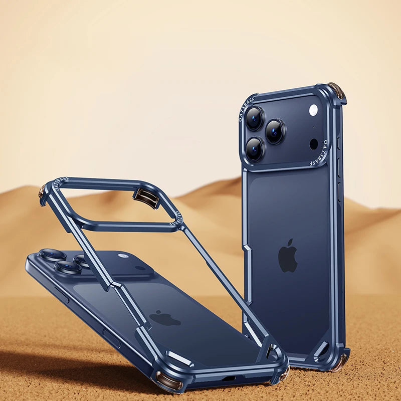 Eary Frameless Case for iPhone 17 Pro Max 17 Air Magsafe Metal Shockproof Protective Phone Cover Aluminum Alloy Anti-Drop Shells