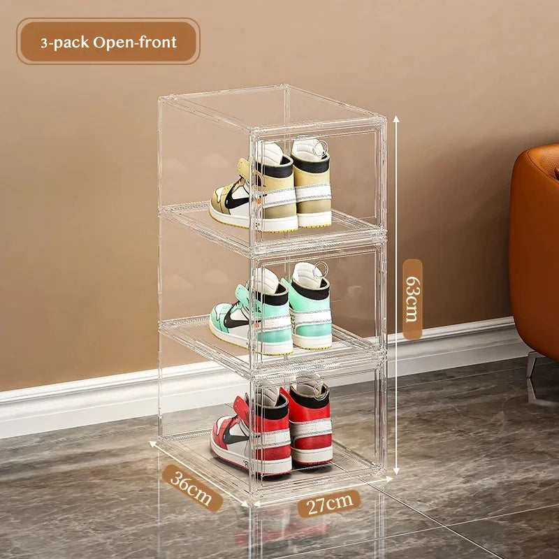 Thickened Transparent Storage Box Acrylic Shoe Box with Magnetic Flip Cover Dustproof Storage Box Multi-Layer Stackable Shoe Box