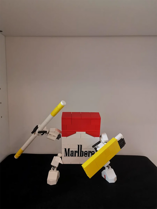 Cigarette Mecha Robot Building Blocks Set - Creative DIY Toy for Kids with Red, Yellow, Green Pieces & Gift Box