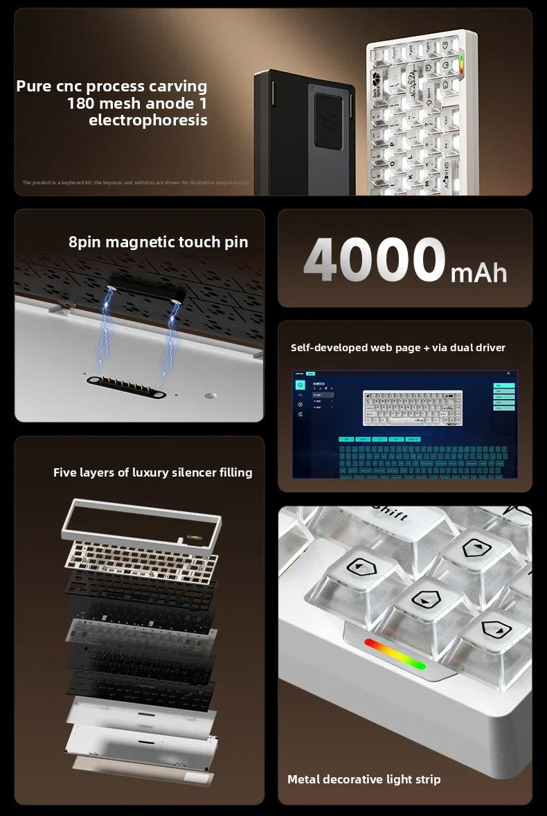 Weikav Lucky65 V3 3 Mode Mechanical Keyboard Kit Aluminum Wireless Gaming Keyboard 60% Bluetooth 2.4G RGB Hotswap PC Gamer Gifts