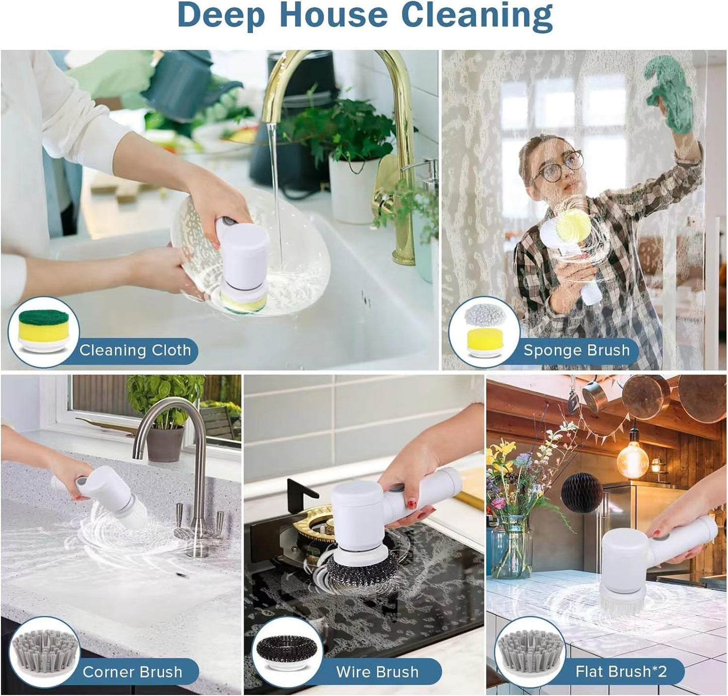 Electric Spin Scrubber for Bathroom Kitchen Cleaning! With 5 Electric Cleaning Brush Heads Ideal for Tub, FloorTile Window Sink