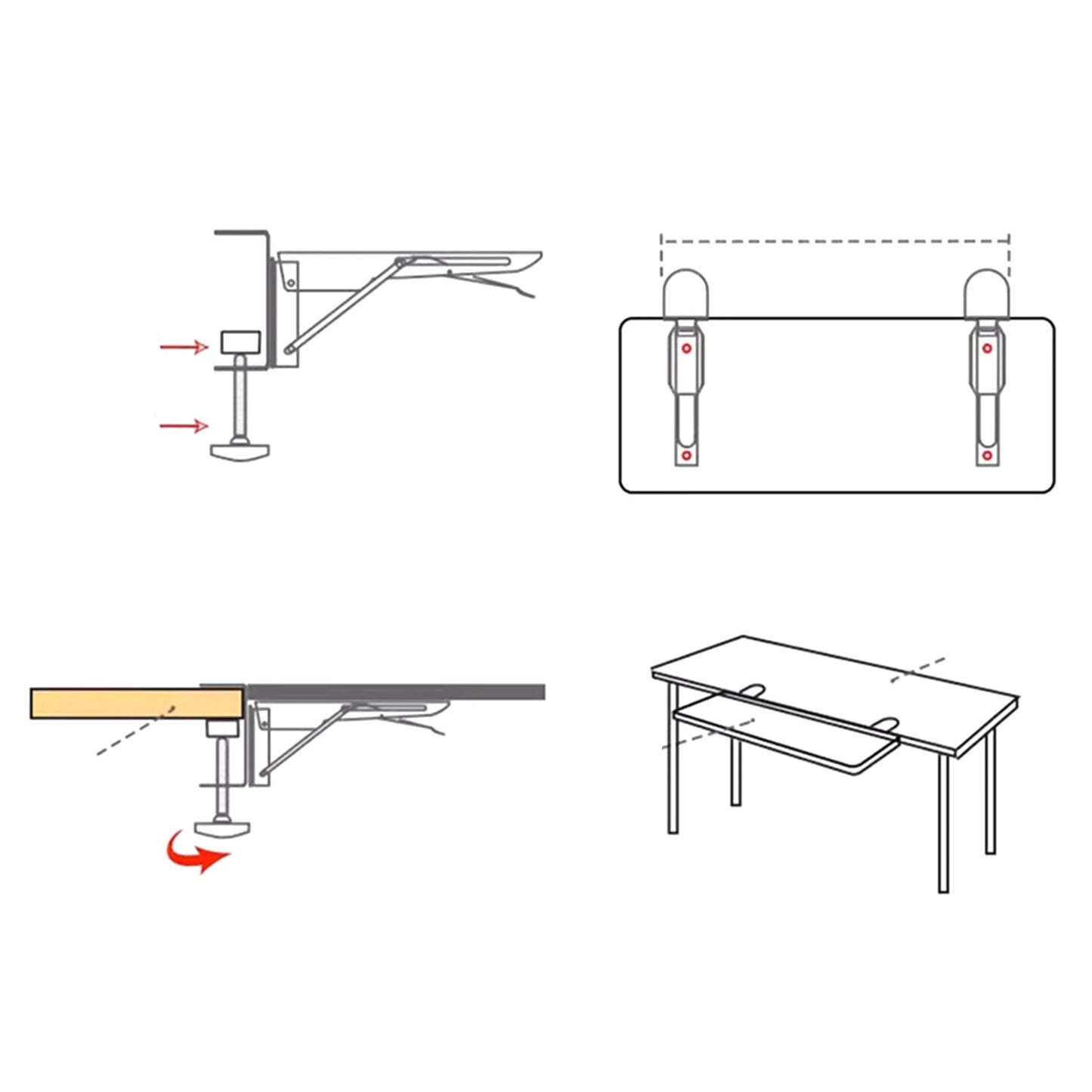 Desk Extender Shelf Board Home Office Foldable Multifunctional Extension Attachment 50x20cm Sturdy Support widening Board