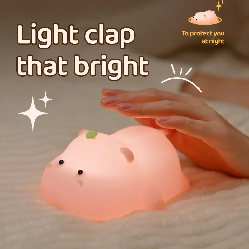 Hippo Lamp Soft Cute Light Warmth Lamps Warm Lighting Night Light Children Gift for Kids Bedside Lamp for Breastfeeding