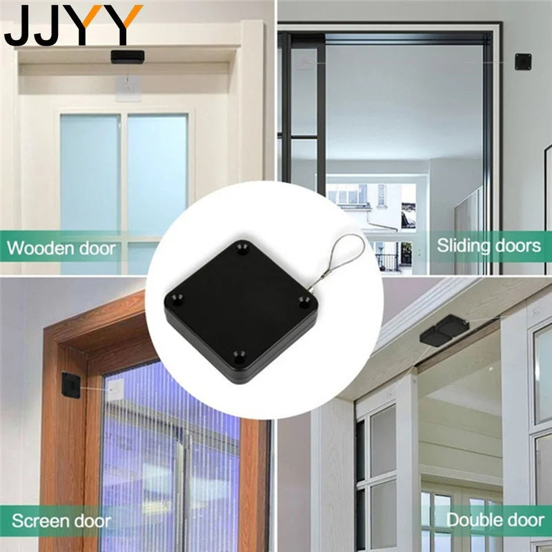 JJYY Punch Free door closer telescopic door device wooden door closed sliding door wire pull rope automatic door closing artifac