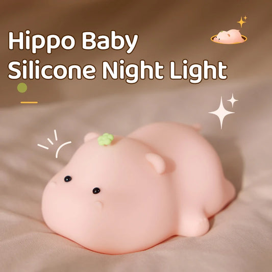 Hippo Lamp Soft Cute Light Warmth Lamps Warm Lighting Night Light Children Gift for Kids Bedside Lamp for Breastfeeding